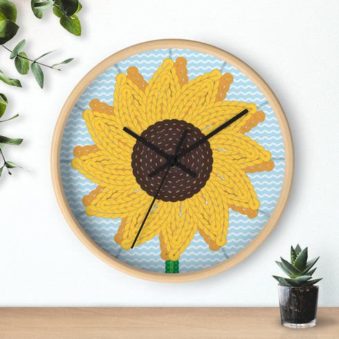 Sunflower Stitches Wall Clock